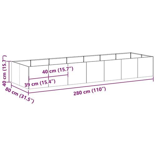 Plantekasse 280x80x40 cm stål sort
