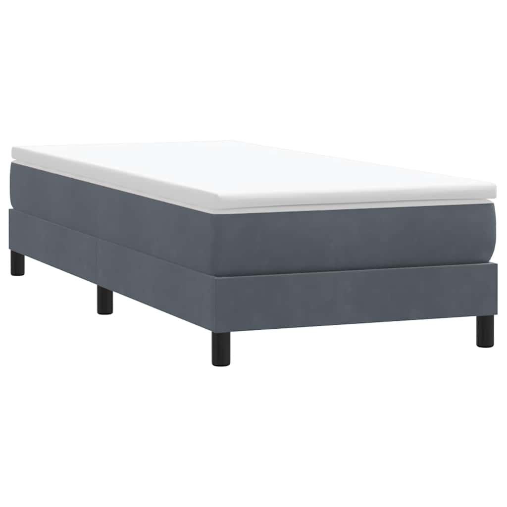 Kontinentalseng uden madras 90x210 cm fløjl mørkegrå