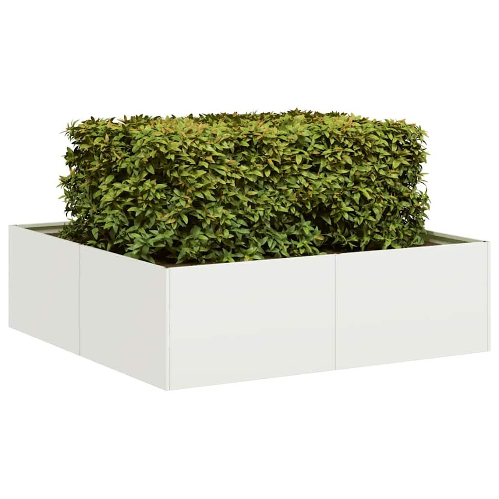 Plantekasse 100x100x30 cm stål hvid