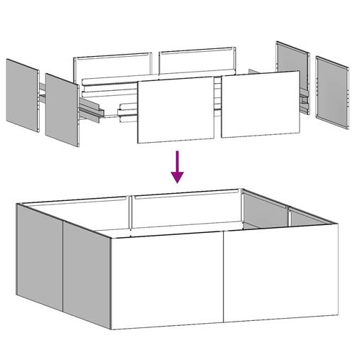 Plantekasse 100x100x30 cm stål hvid