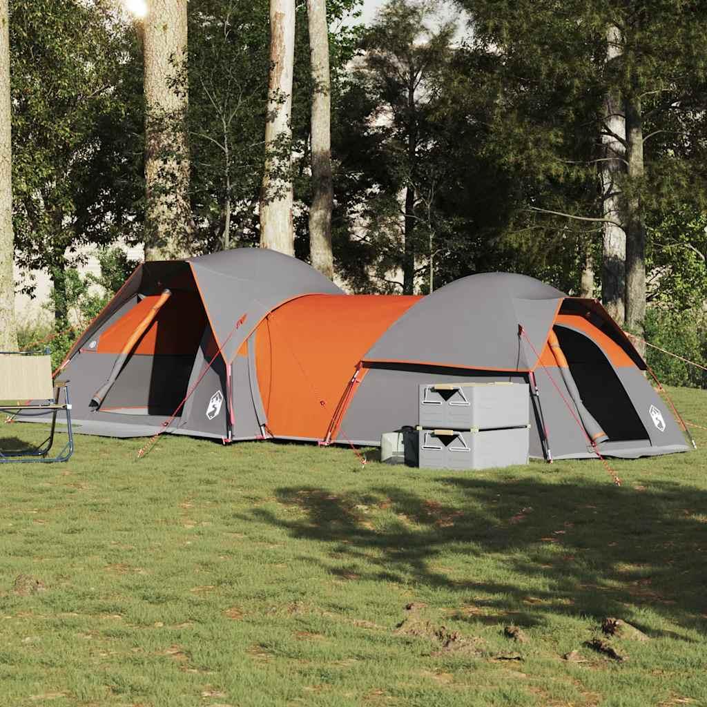 5-personers campingtelt vandafvisende grå og orange