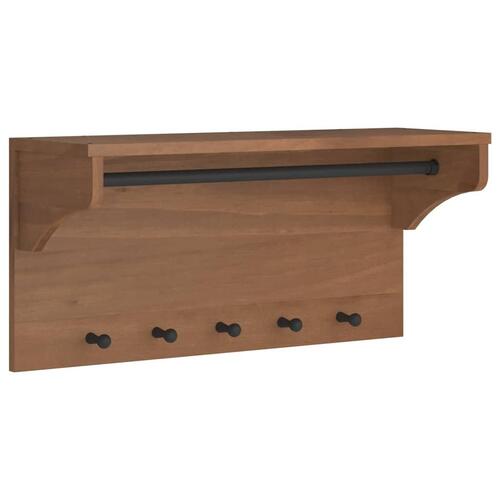 Væghængt knagerække SANDNES 87x30x42 cm massivt fyrretræ