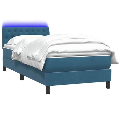 Kontinentalseng med madras mørkeblå 80x220 cm fløjl