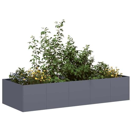 Plantekasse 200x80x40 cm stål antracitgrå