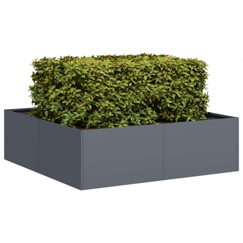 Plantekasse 100 × 100 × 30 cm i stål - antracitgrå