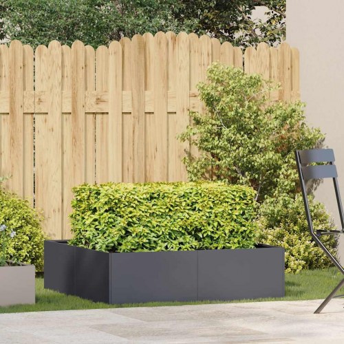 Plantekasse 100 × 100 × 30 cm i stål - antracitgrå