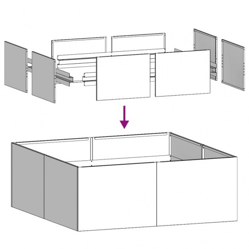 Plantekasse 100 × 100 × 30 cm i stål - antracitgrå