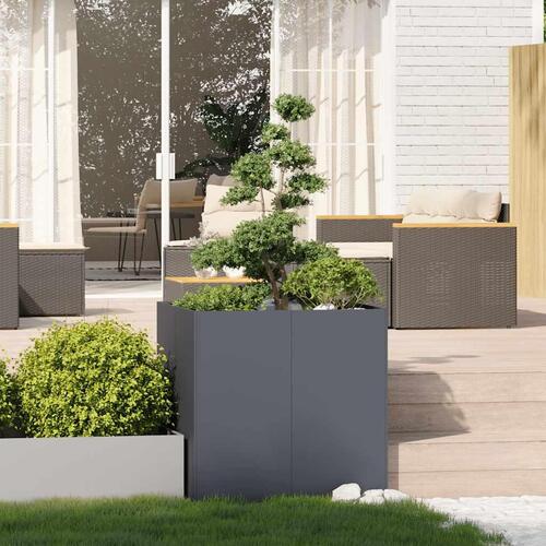 Plantekasse 80x80x80 cm stål antracitgrå