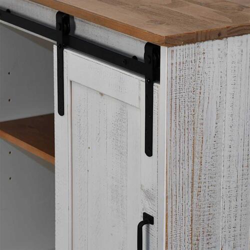 Skænk HALDEN med skydedør 80x40x80 cm massivt træ hvid