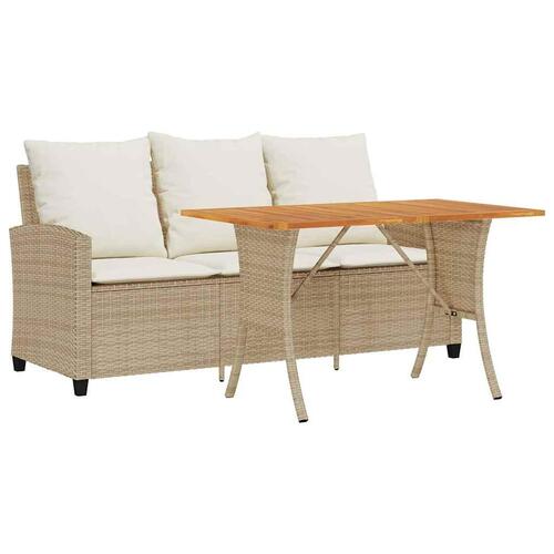 3-personers sofa med hynder og bord polyrattan beige