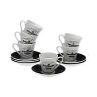 Sæt med 6 kopper og underkopper Versa Gourmet Porcelæn