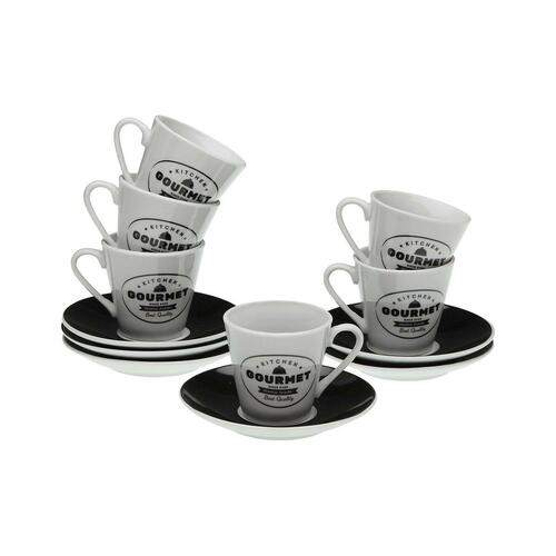 Sæt med 6 kopper og underkopper Versa Gourmet Porcelæn