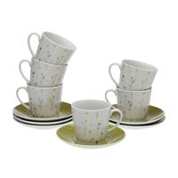 Sæt med 6 kopper og underkopper Versa Laison Porcelæn