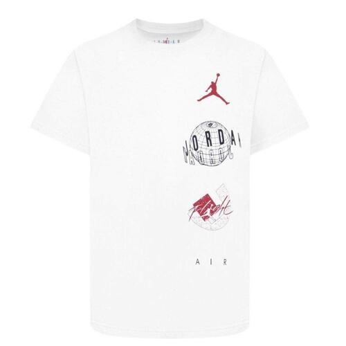 Børne Kortærmet T-shirt Nike JDB AIR GLOBE JORDAN SS TEE 95D121 001 Hvid 16 år
