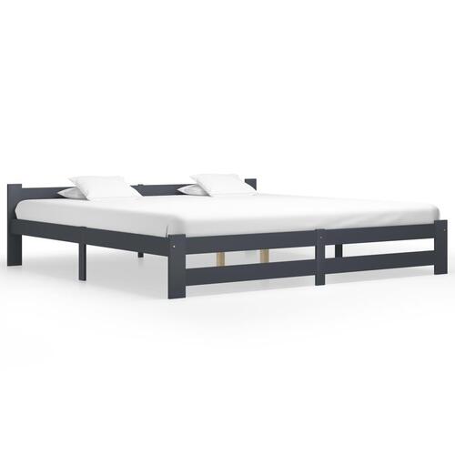 Sengeramme uden madras massivt fyrretræ 200x200 cm mørkegrå
