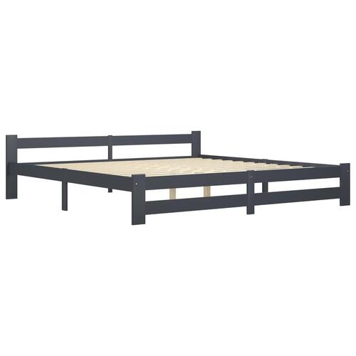 Sengeramme uden madras massivt fyrretræ 200x200 cm mørkegrå