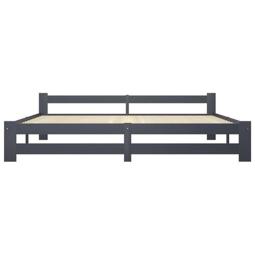 Sengeramme uden madras massivt fyrretræ 200x200 cm mørkegrå