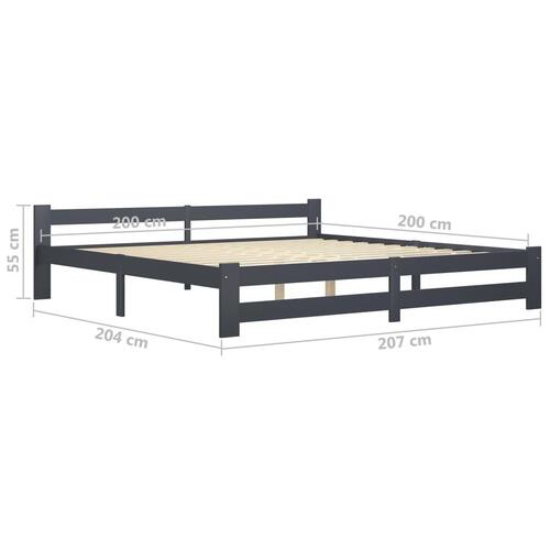 Sengeramme uden madras massivt fyrretræ 200x200 cm mørkegrå