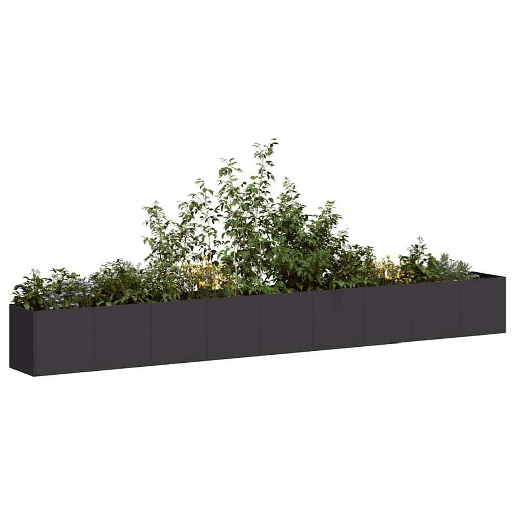 Plantekasse sort 360x40x40 cm koldvalset stål