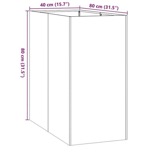Plantekasse rustfarvet 40x80x80 cm forvitringsstål