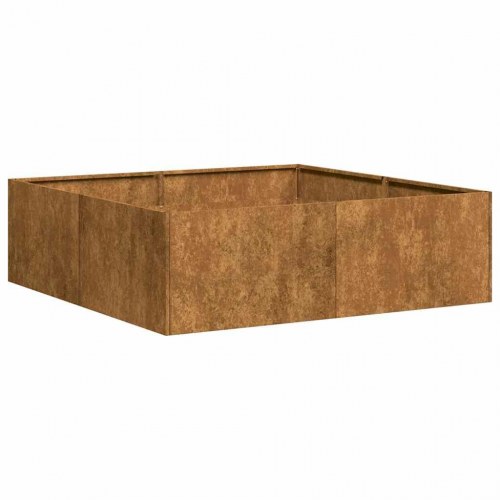 Plantekasse i cortenstål - rustfarvet 100 × 100 × 30 cm, åben bund