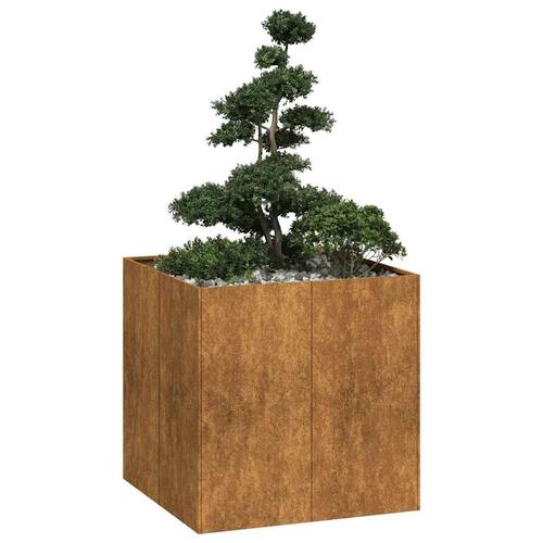 Plantekasse rustfarvet 80x80x80 cm forvitringsstål