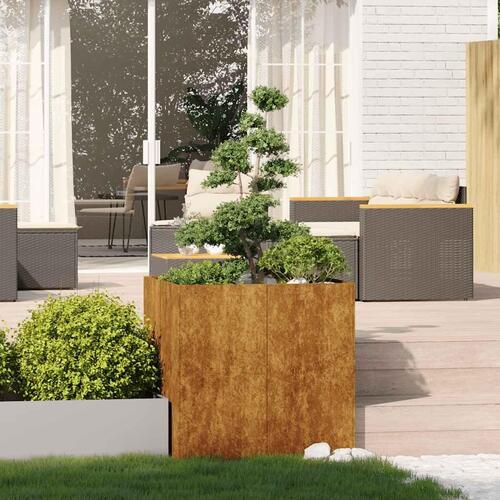 Plantekasse rustfarvet 80x80x80 cm forvitringsstål