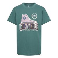 Børne Kortærmet T-shirt Converse Script Sneaker Gfx Sse Cyan 13-15 år