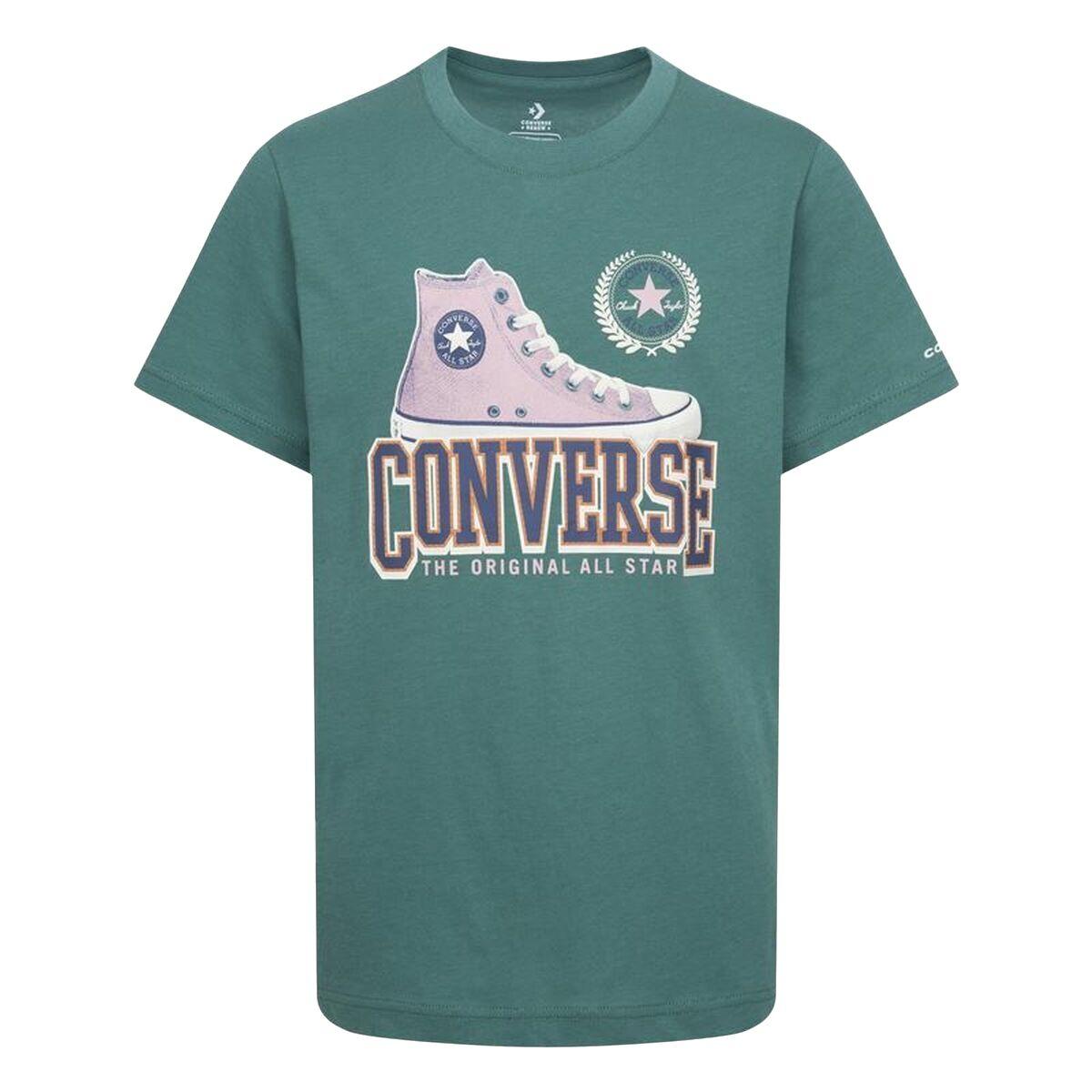 Børne Kortærmet T-shirt Converse Script Sneaker Gfx Sse Cyan 13-15 år