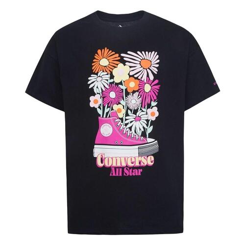 Børne Kortærmet T-shirt Converse Boyfriend Graphicrt Sort 13-15 år
