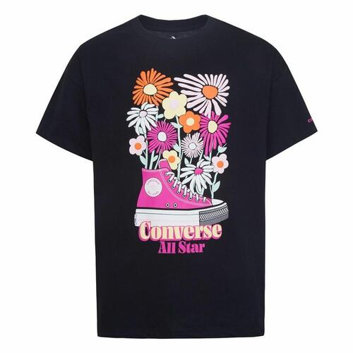 Børne Kortærmet T-shirt Converse Boyfriend Graphicrt Sort 13-15 år