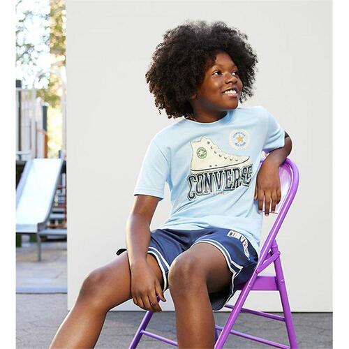Børne Kortærmet T-shirt Converse Script Sneaker Gfx Himmelblå 13-15 år