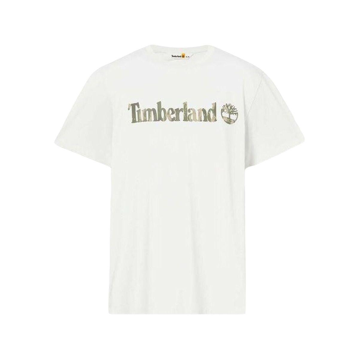 Timberland Kennebec River Camo Linear Logo T-shirt, hvid (S)