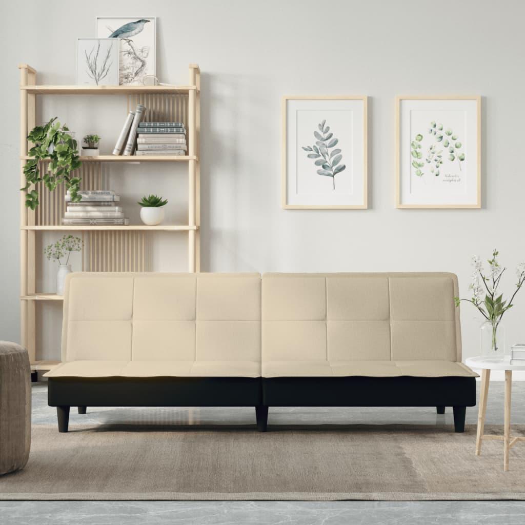 Sovesofa stof cremefarvet billede