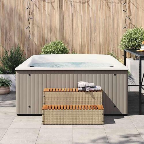 Spakant 100x50x50,5 cm polyrattan og massivt akacietræ beige
