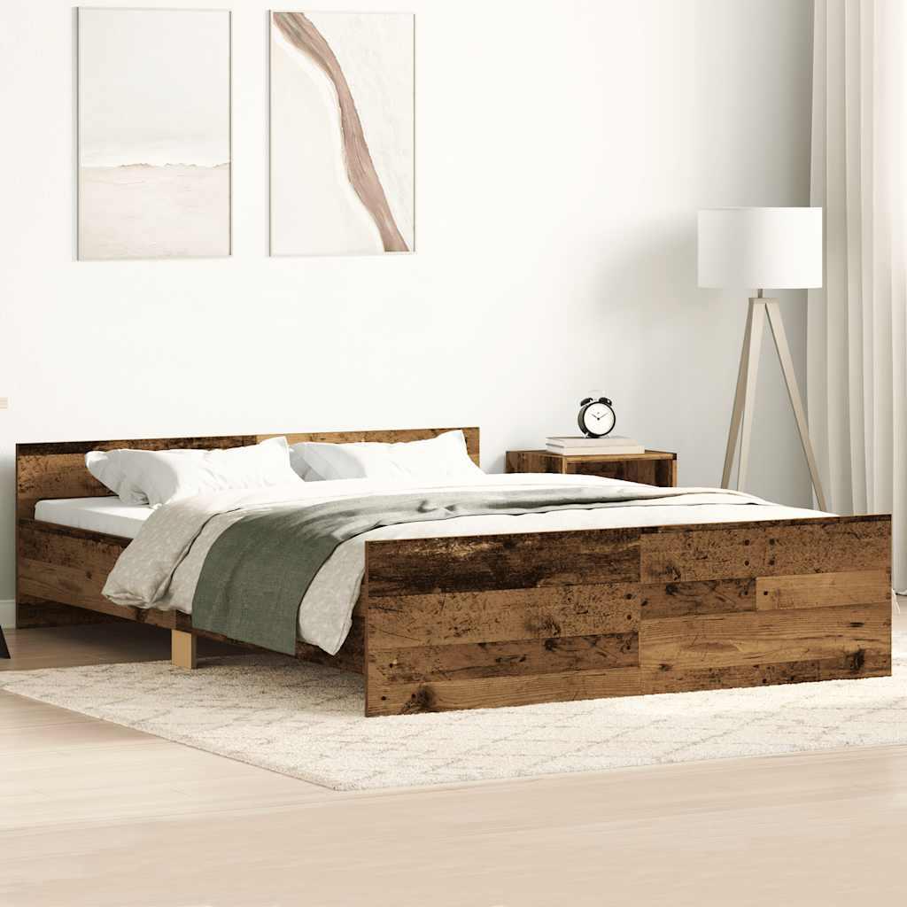Sengestel uden madras 135x190cm konstrueret træ antikt træ