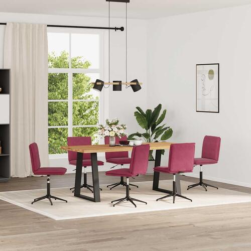 Spisebordsstole 6 stk. velour vinrød