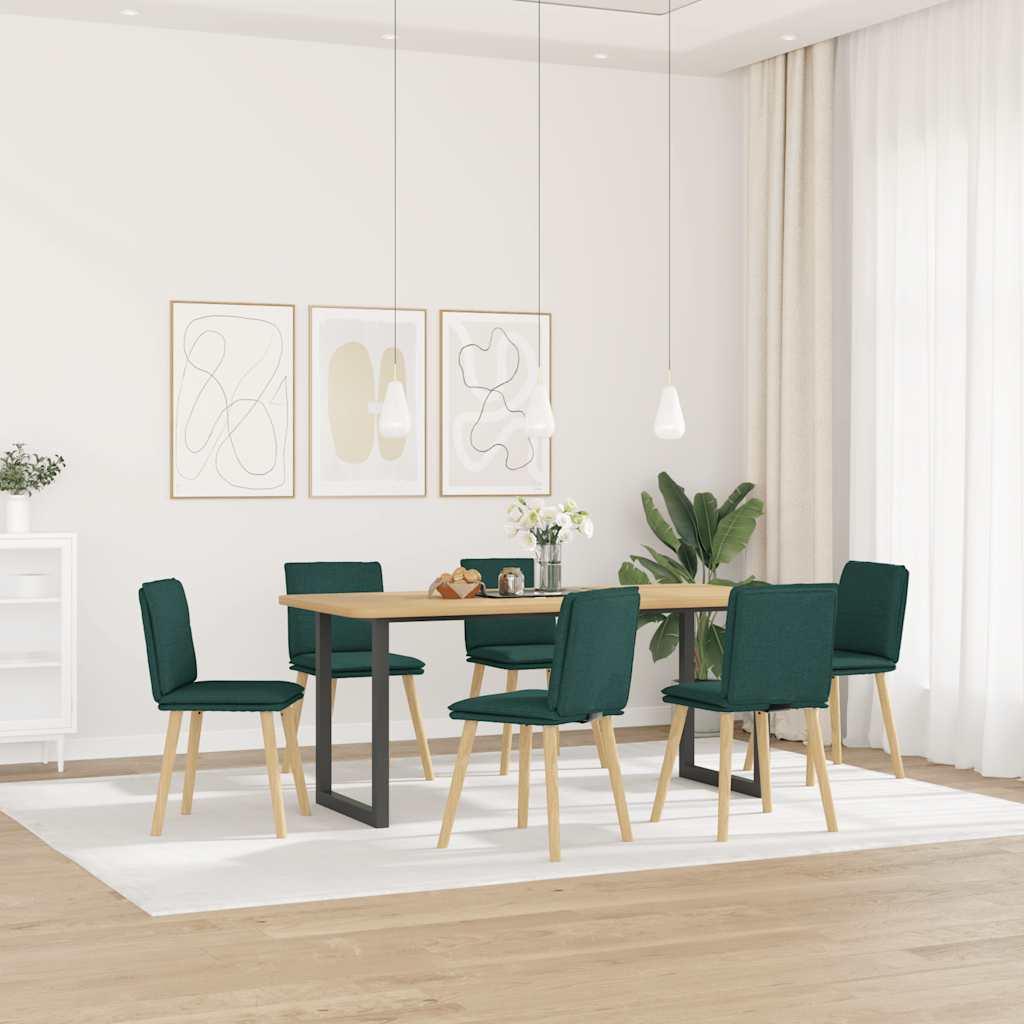 Spisebordsstole 6 stk. stof mørkegrøn