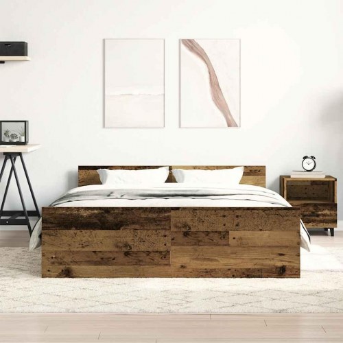 Sengestel 140 x 190 cm i konstrueret træ - antikt træ