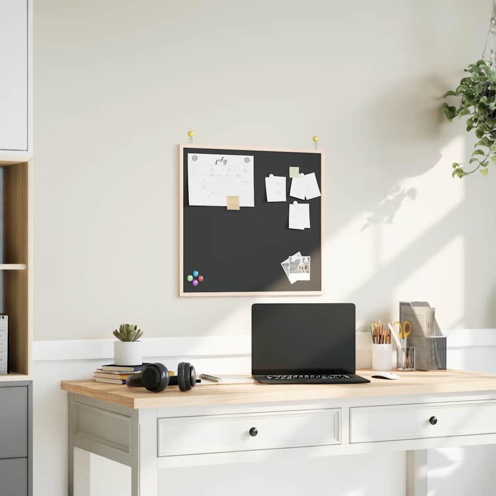 Kridttavle med ramme af massivt fyrretræ 60x55 cm sort