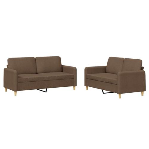 2 personers sofa med hynder stof brun