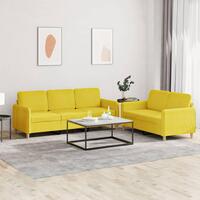 2 personers sofa med hynder stof lysegul