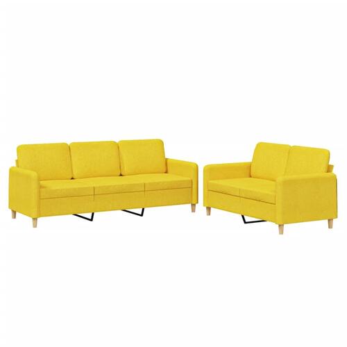 2 personers sofa med hynder stof lysegul