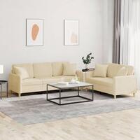 2 personers sofa med puder stof cremefarvet