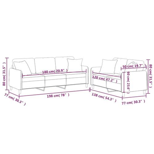 2 personers sofa med puder stof cremefarvet