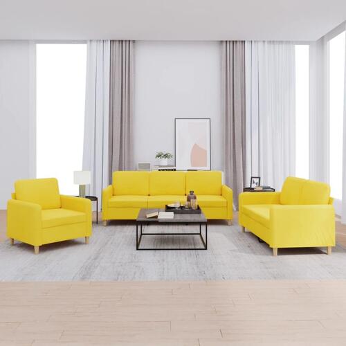 3 personers sofa med hynder stof lysegul