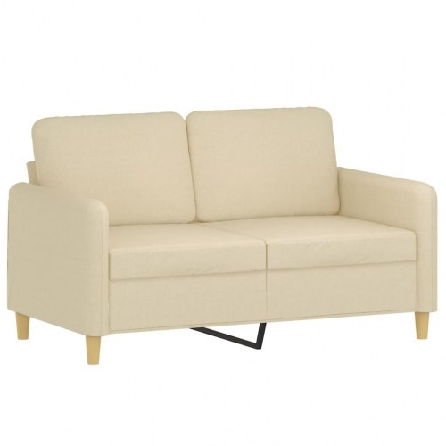 2-personers sofa med pyntepuder - stof, cremefarvet, sædebredde 120 cm