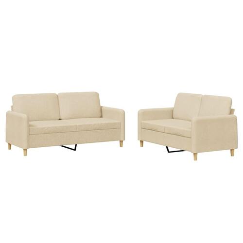 2 personers sofa med hynder stof cremefarvet