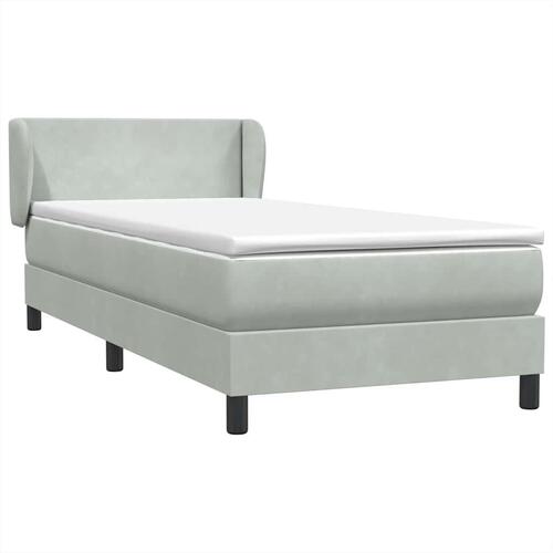 Kontinentalseng med madras lysegrå 90x210 cm fløjl