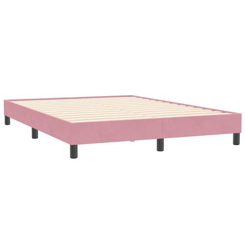 Kontinentalseng med madras 140x210 cm fløjl lyserød